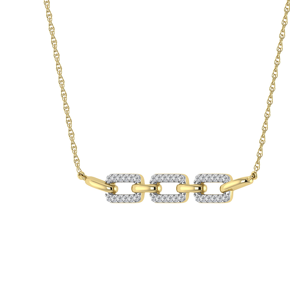 10K Yellow Gold 1/5 Ct.Tw. Round Diamond Cuban Link Necklace