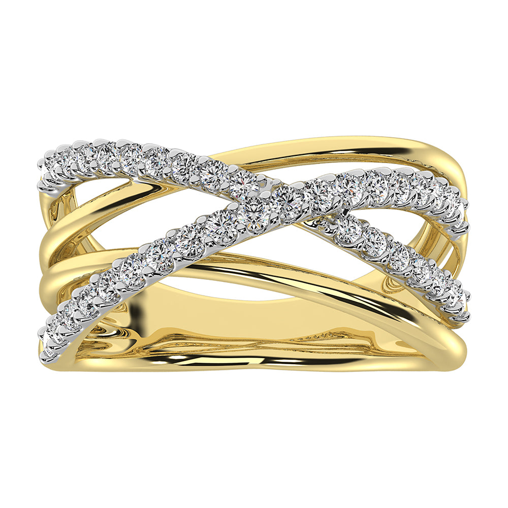 14K Yellow Gold 1/2 Ct.Tw. Diamond Crossover Ring