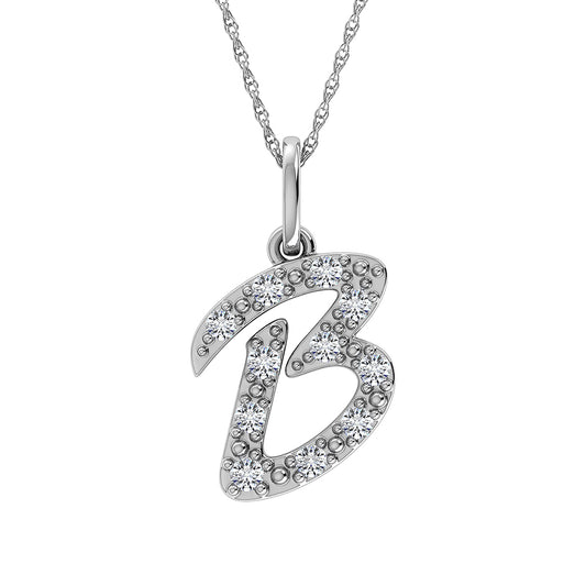 Diamond 1/8 Ct.Tw. Letter B Pendant in 10K White Gold