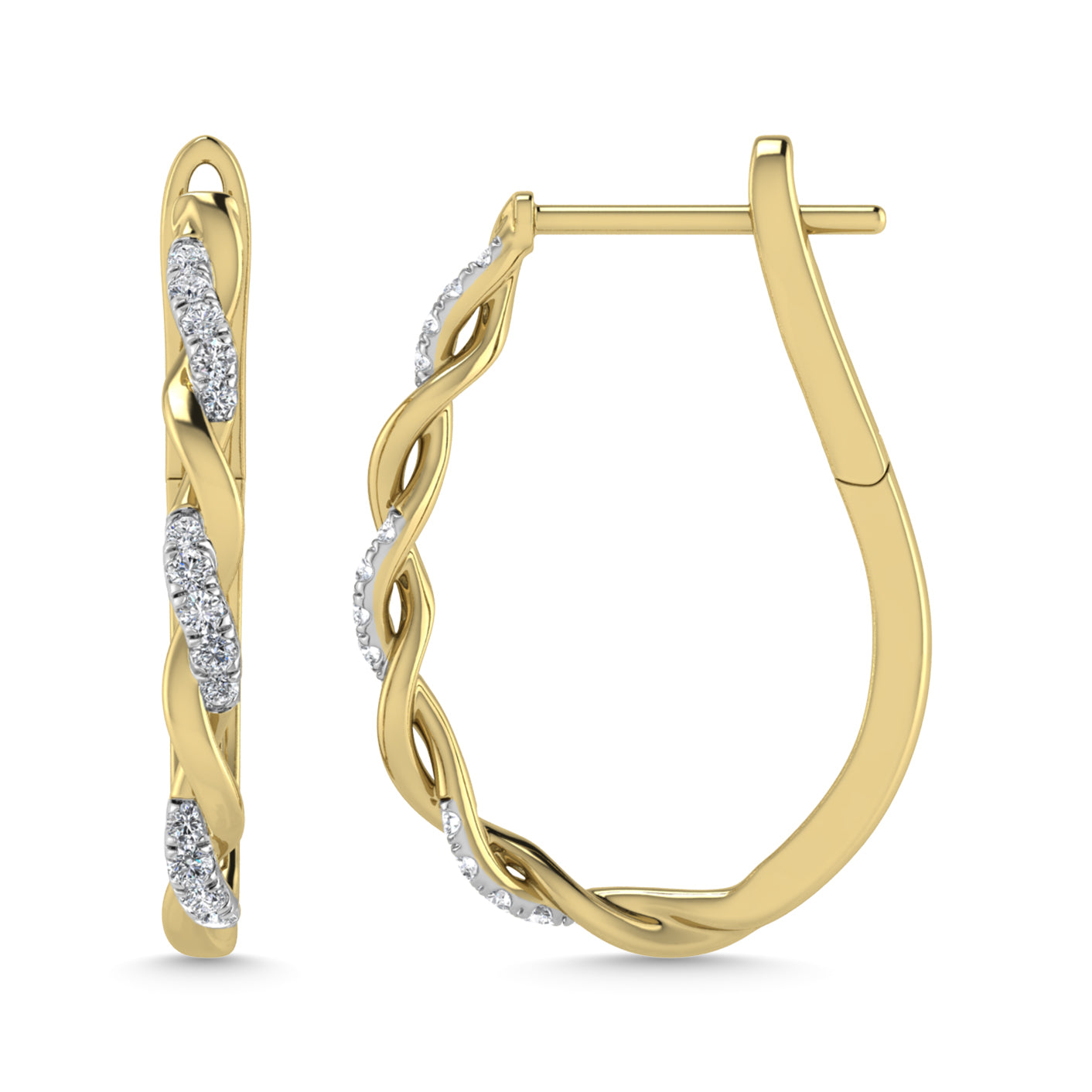 Diamond 1/4 Ct.Tw. Hoop Earrings in 10K Yellow Gold