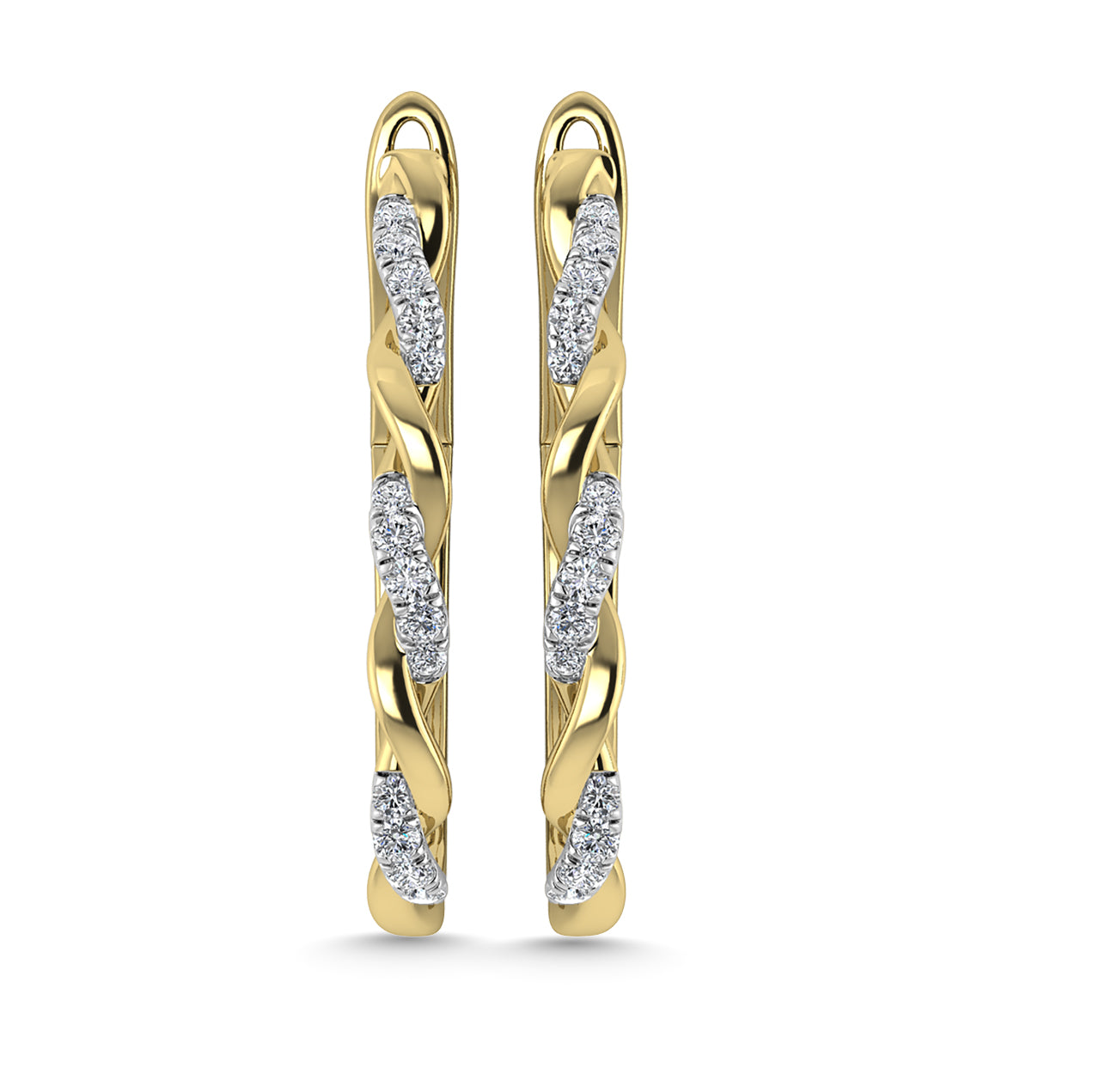 Diamond 1/4 Ct.Tw. Hoop Earrings in 10K Yellow Gold