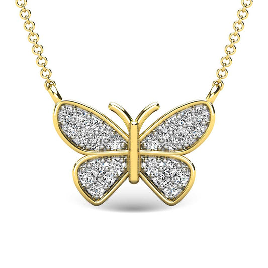 Diamond 1/10 Ct.Tw. Butterfly Pendant in 10K Yellow Gold