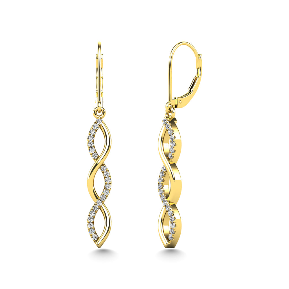 10K Yellow Gold Diamond 1/20 Ct.Tw.  Fashion Earrings
