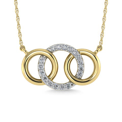 10K Yellow Gold Diamond 1/10 Ct.Tw. Interlinked Circle Fashion Necklace