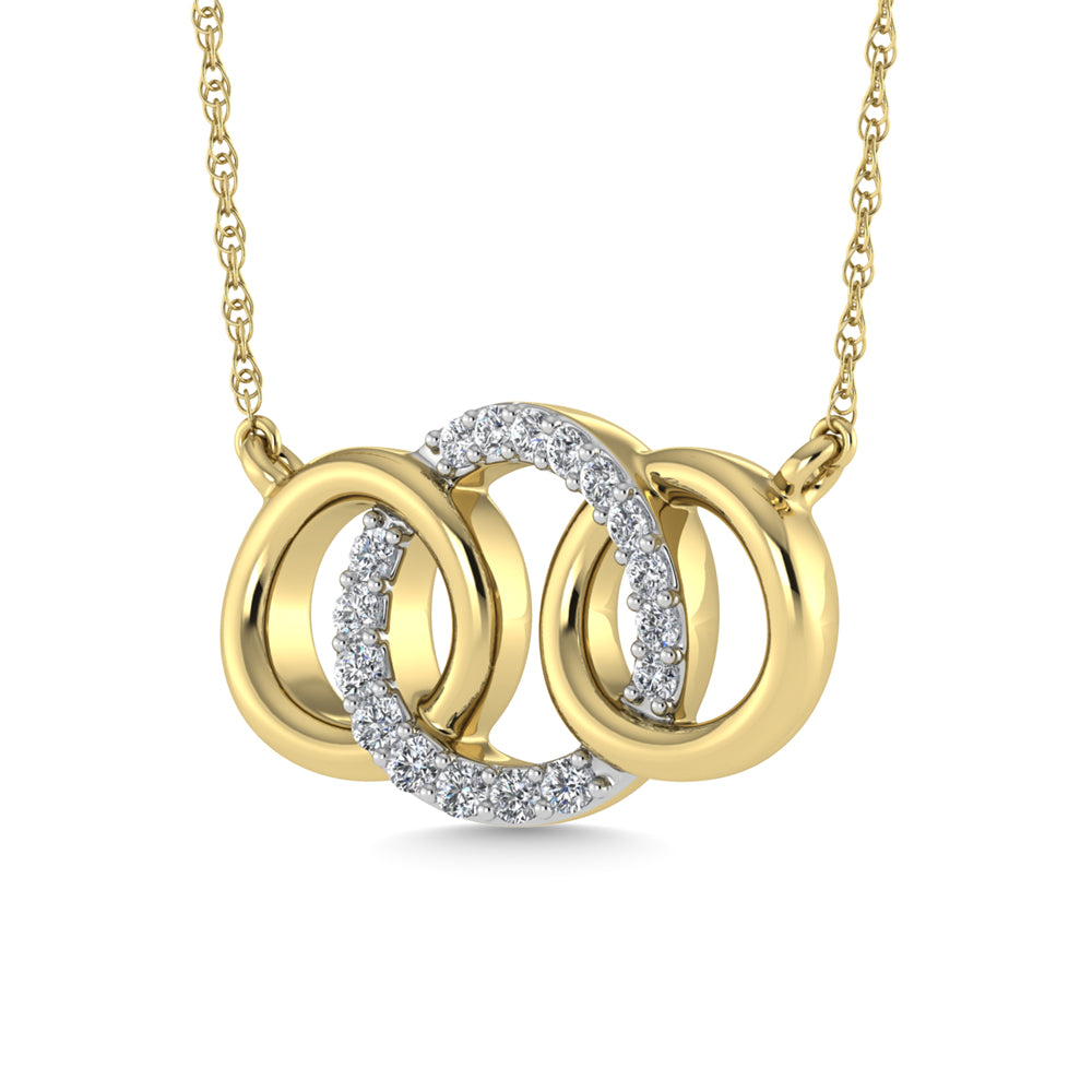 10K Yellow Gold Diamond 1/10 Ct.Tw. Interlinked Circle Fashion Necklace