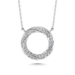 10K White Gold Diamond 1/6 Ct.Tw. Circle Fashion Necklace