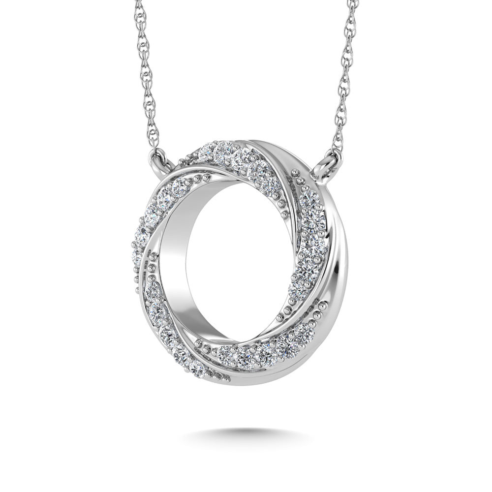 10K White Gold Diamond 1/6 Ct.Tw. Circle Fashion Necklace