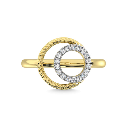 14K Yellow Gold Diamond 1/6 Ct.Tw. Fashion Ring