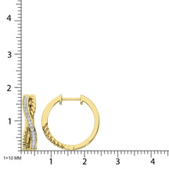 10K Yellow Gold Diamond 1/6 Ct.Tw. Crossover Hoop Earrings