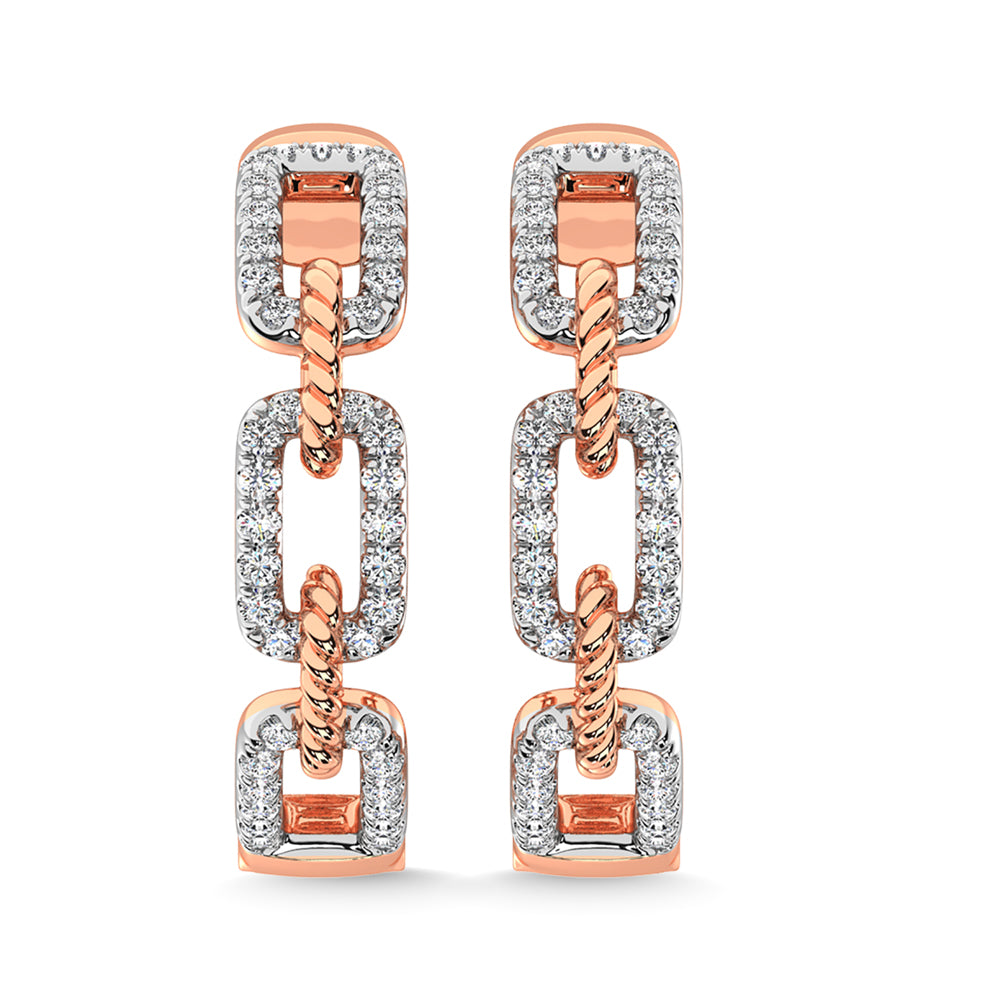 10K Rose Gold Diamond 3/8 Ct.Tw. Hoop Earrings