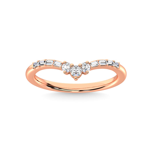 14K Rose Gold Diamond 1/6 Ct.Tw. Chevron Band