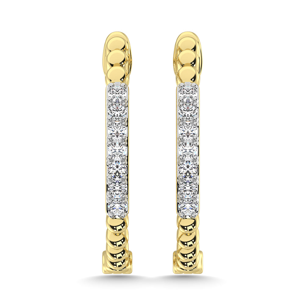 10K Yellow Gold Diamond 1/6 Ct.Tw. Hoop Earrings