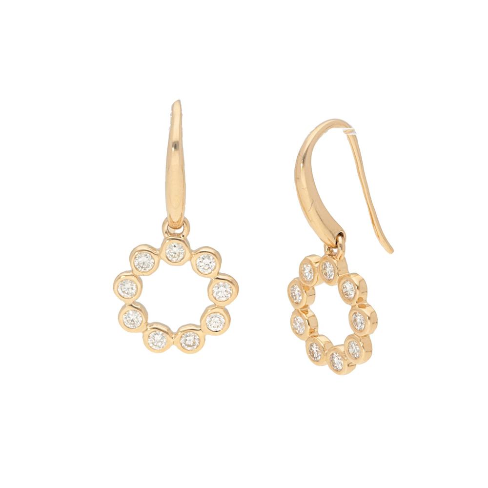 Circle Diamond Bezel Drop Earrings
