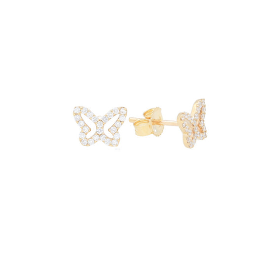 Open Pave Diamond Butterfly Stud Earrings