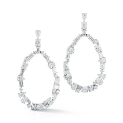 Mixed Diamonds Oval Shape Stud Earrings