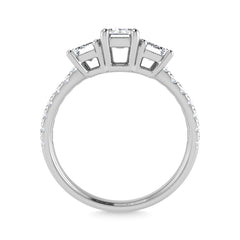 14K White Gold Lab Grown Diamond 1 1/2 Ct.Tw. Emerald Shape Three Stone Engagement Ring