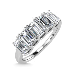 14K White Gold Lab Grown Diamond 1 Ct.Tw. Emerald shape 5 Stone Wedding Bands