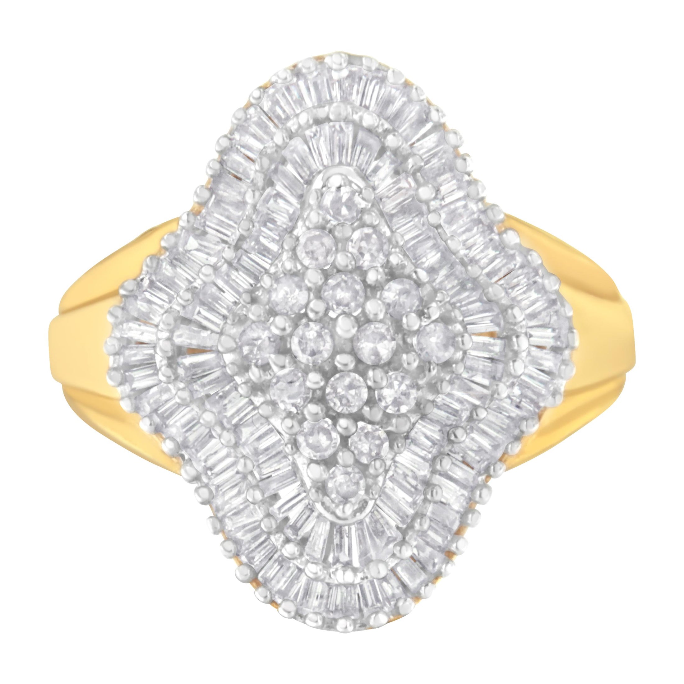 10KT Yellow Gold 1 cttw Diamond Cluster Ring - Size 6