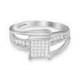 Load image into Gallery viewer, 10K White Gold 1/3 Cttw Invisible Set Princess-cut Diamond Cluster Bypass Ring  Size 7
