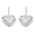Load image into Gallery viewer, Sterling Silver Heart Diamond Accent Puff Earrings
