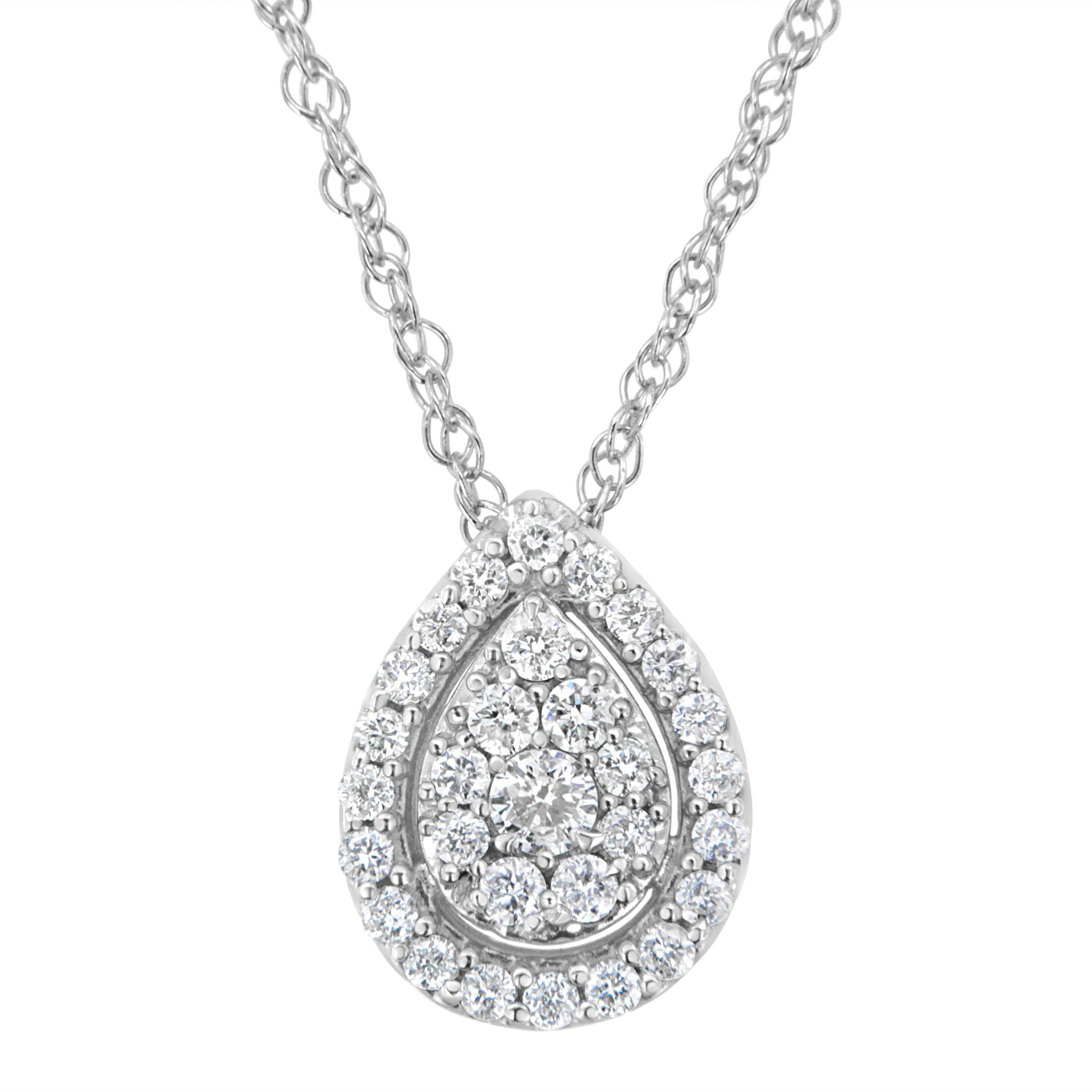 .925 Sterling Silver 3/8 cttw Lab Grown Diamond Drop Pendant Necklace