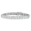 Load image into Gallery viewer, 10K White Gold Round and Baguette Cut Diamond Bracelet 2.00 cttw
