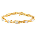 Load image into Gallery viewer, 14K Yellow Gold Princess Cut Diamond Chain Link Bracelet 1.00 cttw
