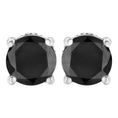 Load image into Gallery viewer, 14K White Gold 2.00 Cttw Round Brilliant-Cut Black Diamond Classic 4-Prong Stud Earrings with Screw Backs
