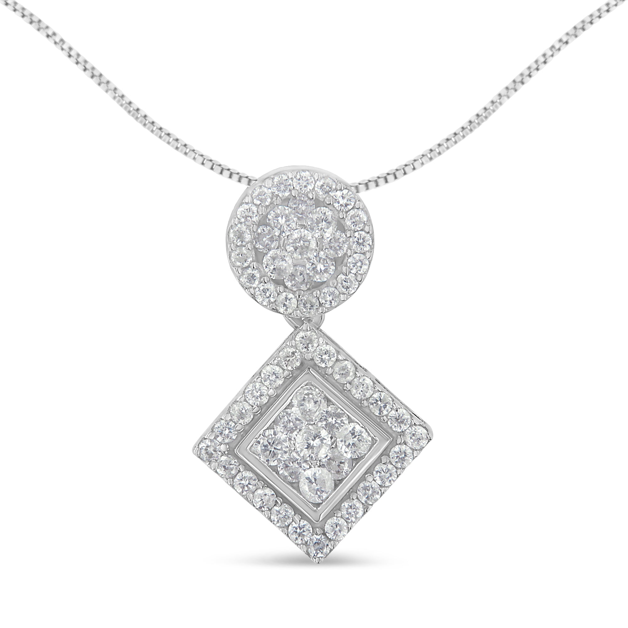 14K White Gold 1 cttw Diamond Pendant Necklace