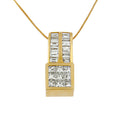 Load image into Gallery viewer, 14K Yellow Gold 1 1/4 cttw Princess and Baguette Cut Geometric Inspired Diamond Pendant Necklace
