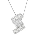 Load image into Gallery viewer, 14K White Gold 1 2/5 cttw Princess and Baguette Cut Diamond Zig Zag Pendant Necklace
