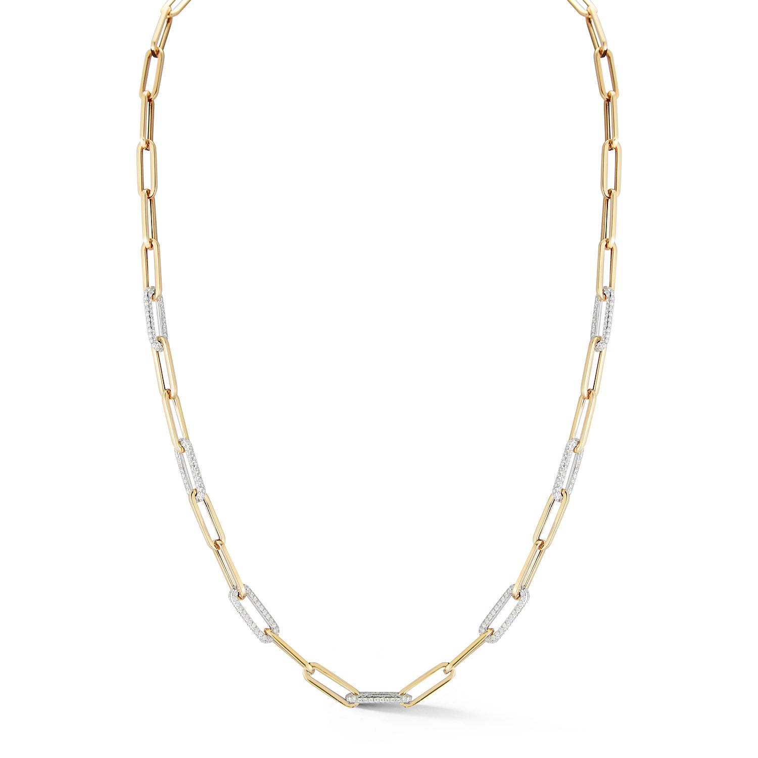 Lightweight Paperclip Chain with 7 Diamond Section