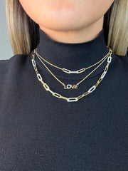 Lightweight Paperclip Chain with 7 Diamond Section