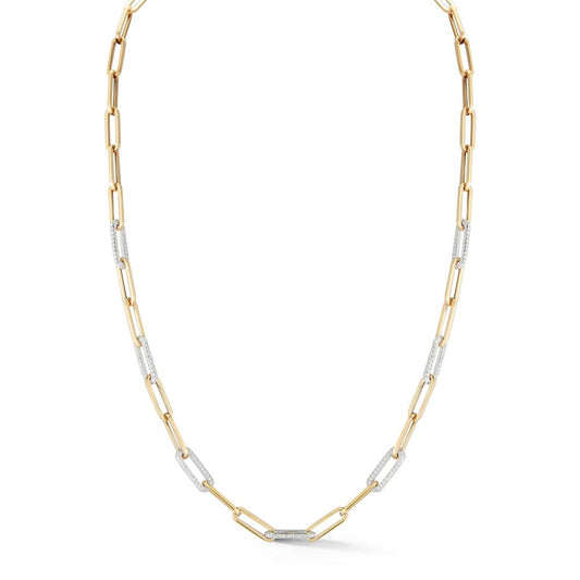 Lightweight Paperclip Chain with 7 Diamond Section