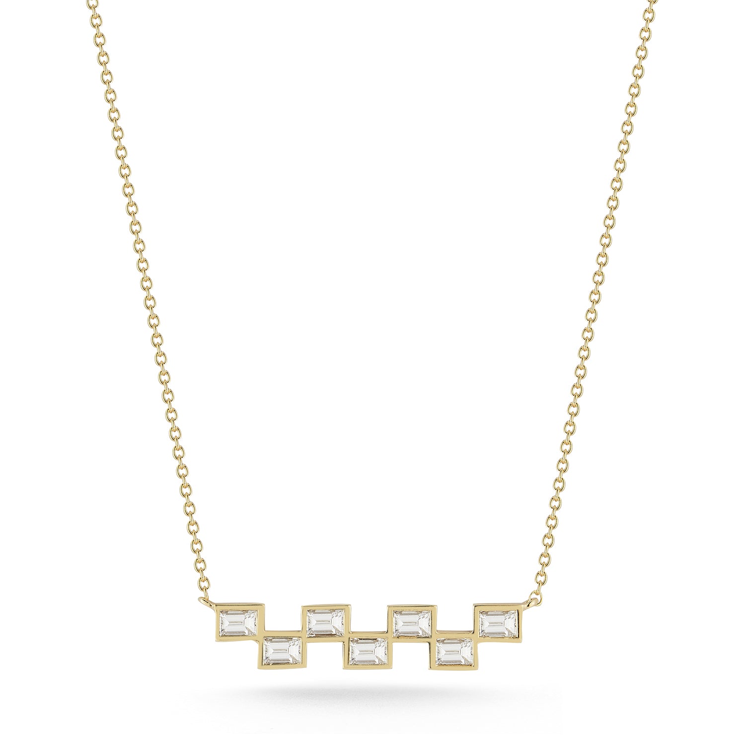 Scattered Bezel Diamond Bar Necklace