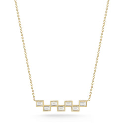 Scattered Bezel Diamond Bar Necklace