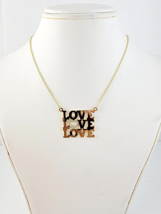 LOVE LOVE LOVE  Yellow Gold Pendant with Diamonds