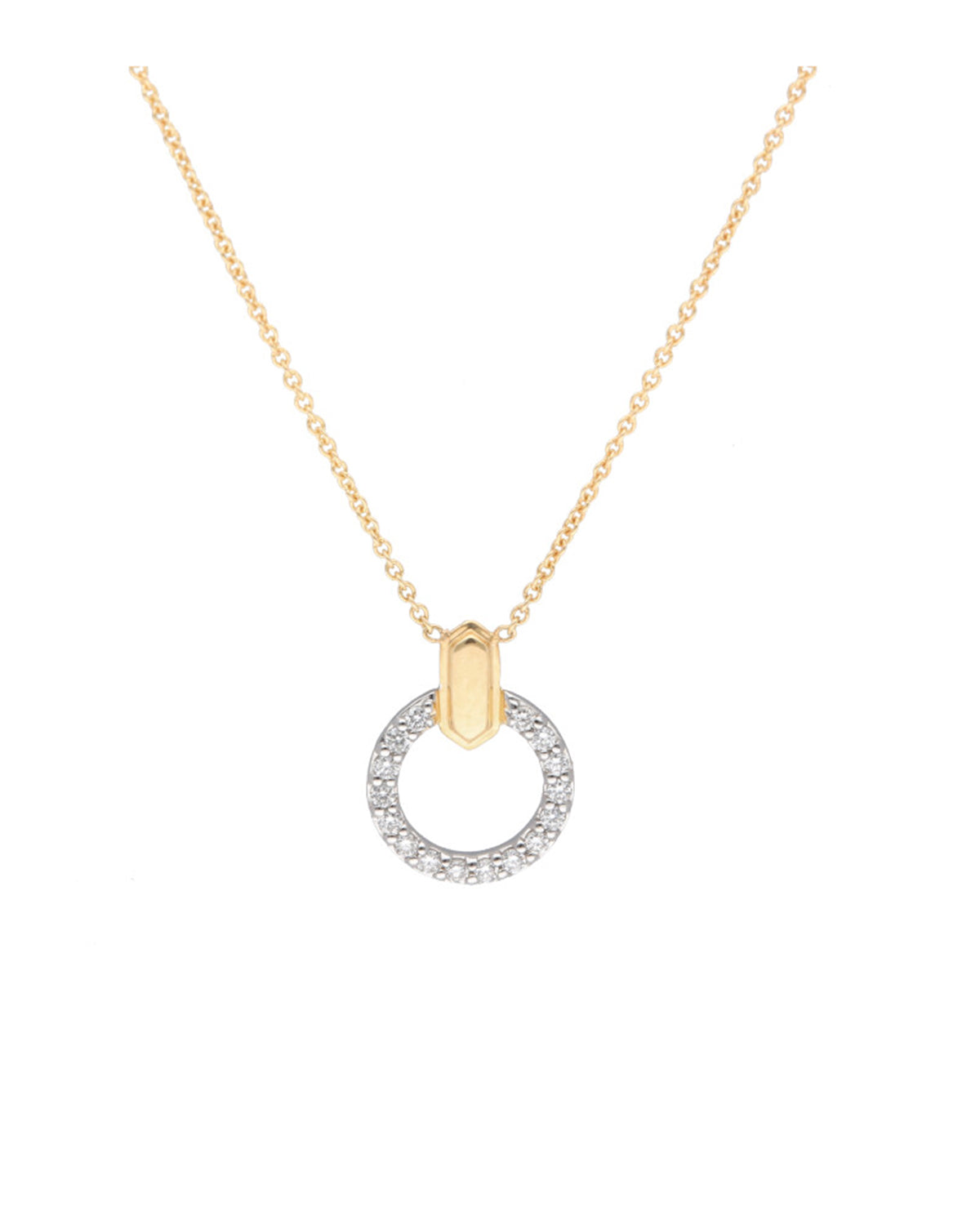 Diamond Circle with Gold Bar Pendant
