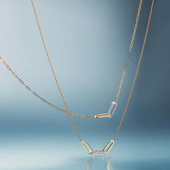 Paperclip Chain with a Diamond and Polished Link