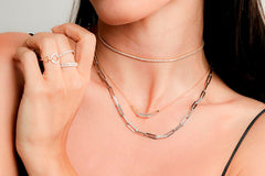 3 Paperclip Links, One with Diamonds Necklace