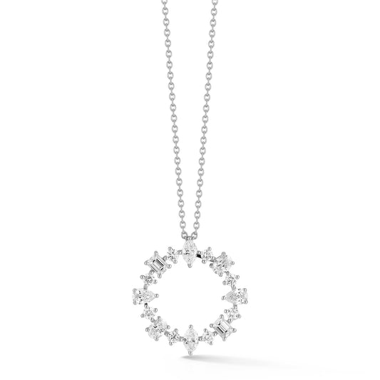 Multi Fancy Diamonds Circle Pendant