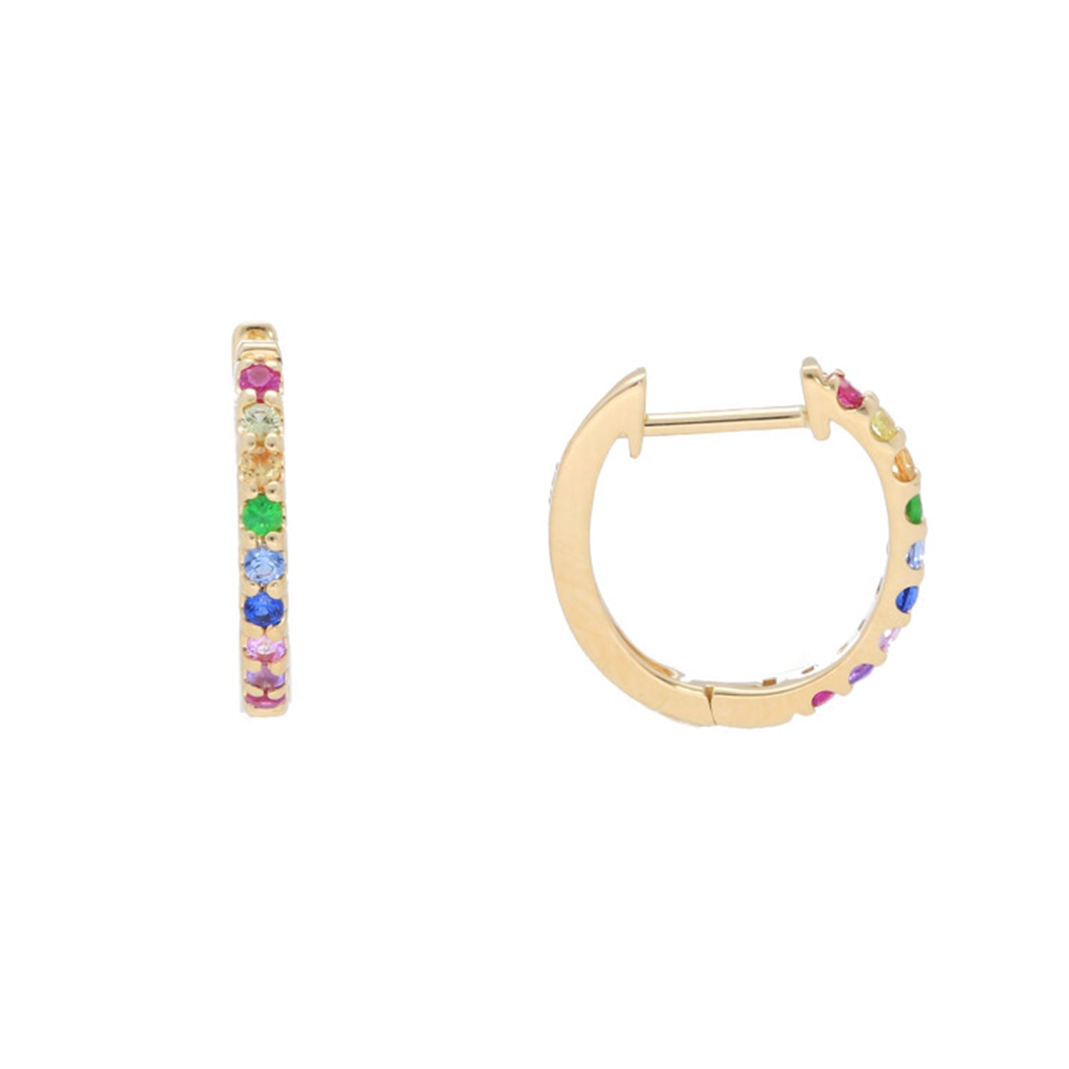 Pave Rainbow Huggie Earrings