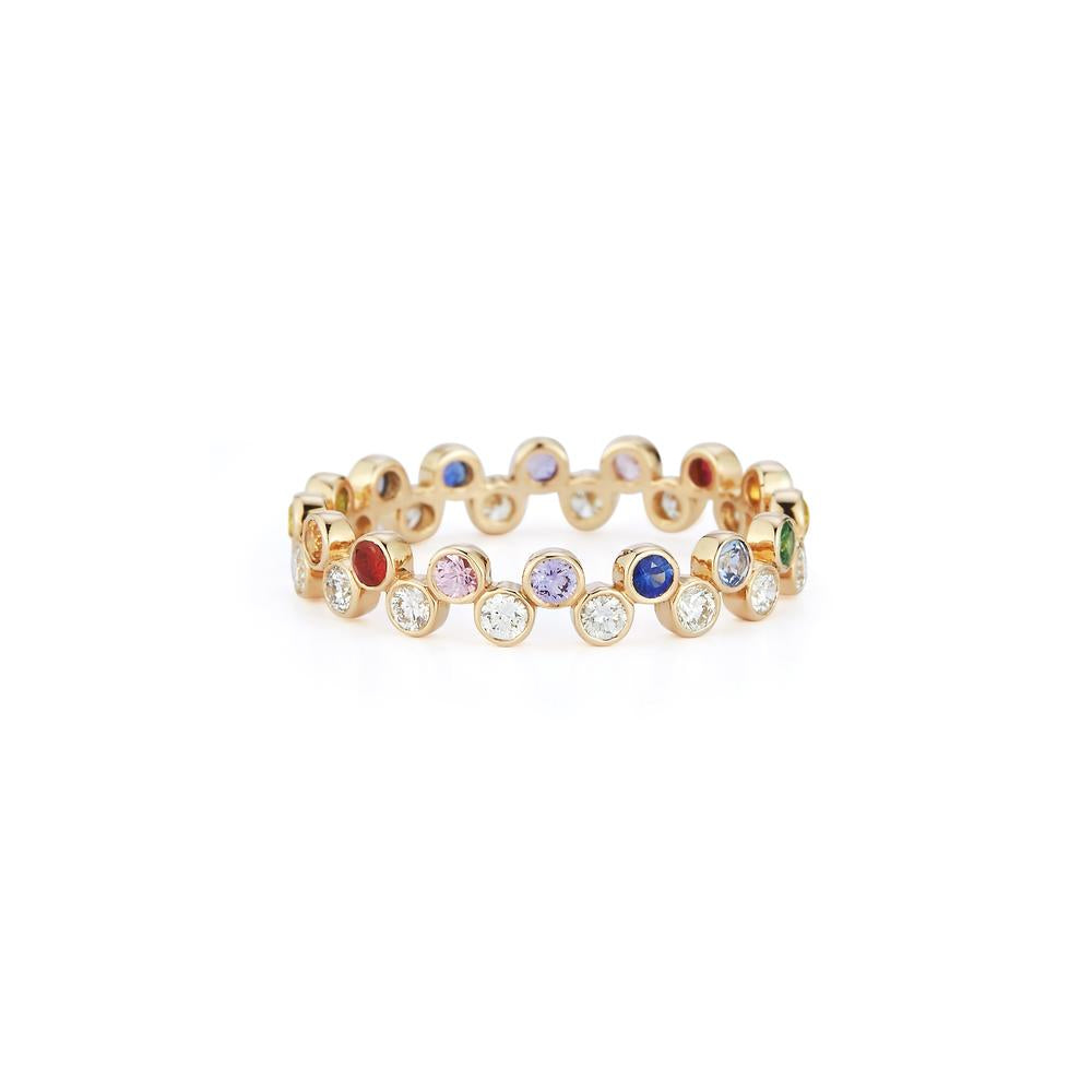 Diamond and Rainbow Sapphire Bezel Eternity Ring