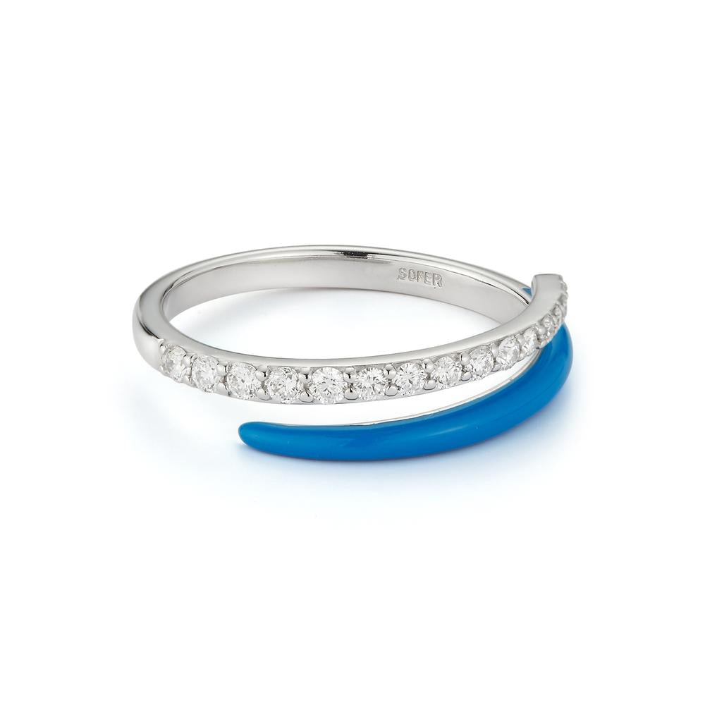 Blue Enamel and Diamonds Wrap Around Ring