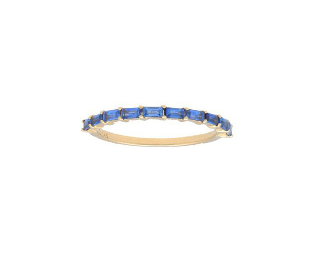 Blue Sapphire Baguette 3/4 Around Band