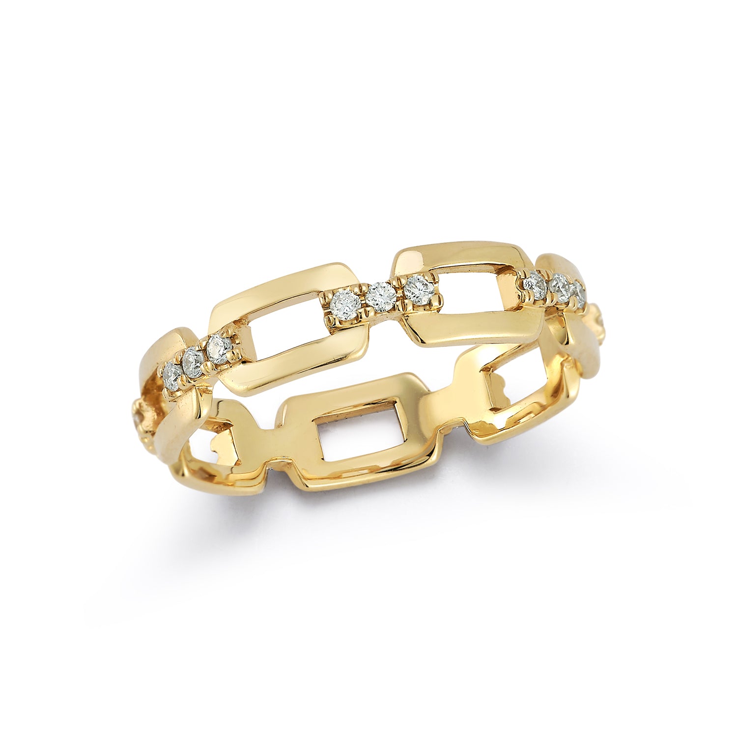 Gold Link Eternity Ring with Diamond Bars