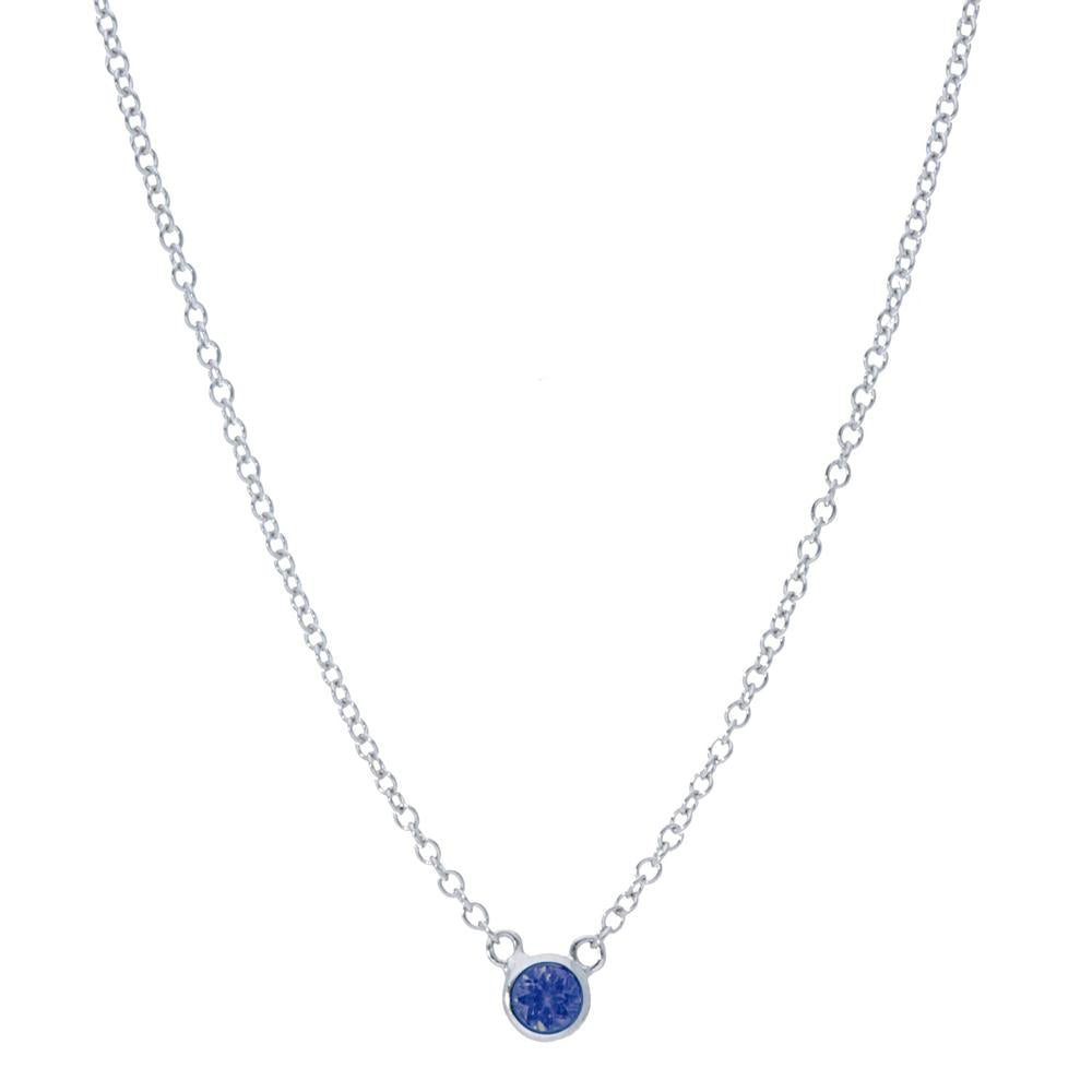 Blue Sapphire Bezel Necklace