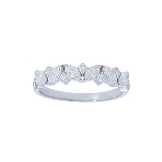 Alternating Marquise and Round Diamond Ring