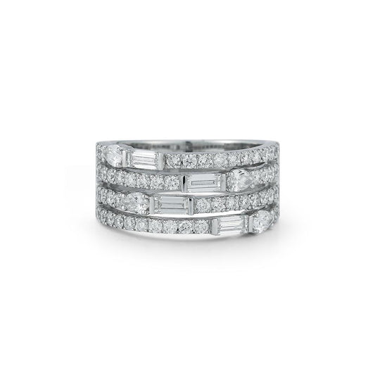 Multi Shape 4 Row Diamond Band