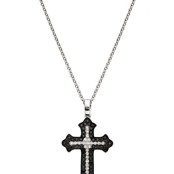 Black and White Diamond Cross Necklace